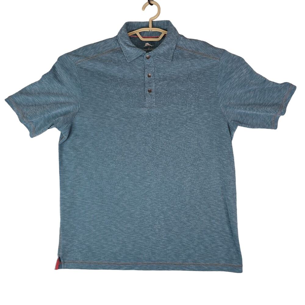 Tommy Bahama Polo Shirt Mens M Tencel Blend Short Sleeve‎ Blue
